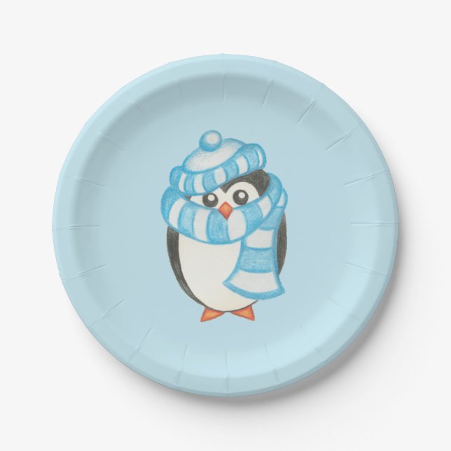 Assiettes en papier Manchot Mignon (Devant)