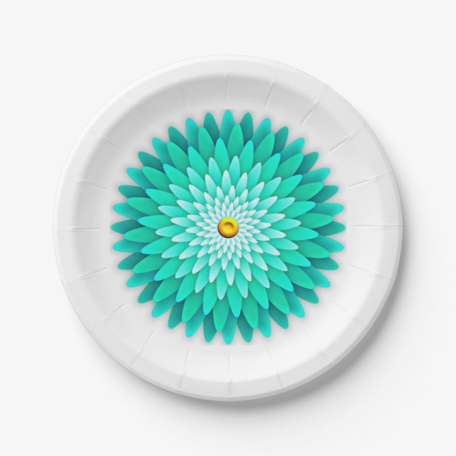 Assiettes en papier Mandala Fleur Bleue-68566 (Devant)