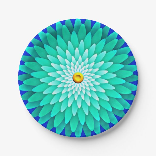 Assiettes en papier Mandala Fleur Bleue-68566 (Devant)