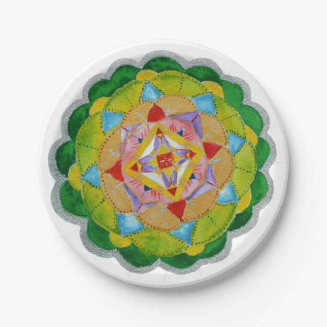 Assiettes en papier Mandala Party 18 cm (Devant)