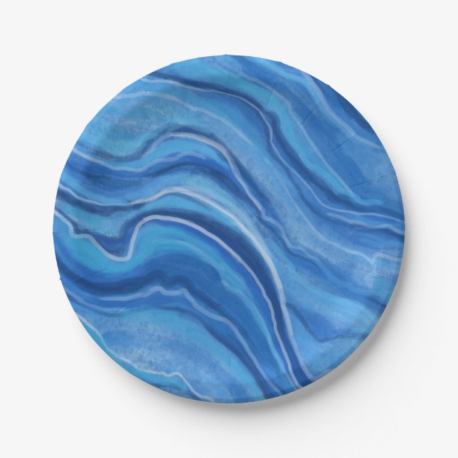 Assiettes en papier Marble Bleu  (Devant)