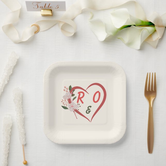Assiettes en Papier Mariage Arc Floral Modifiables (Mariage)