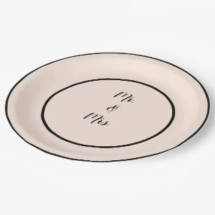 Assiettes en papier mariage de printemps beige et