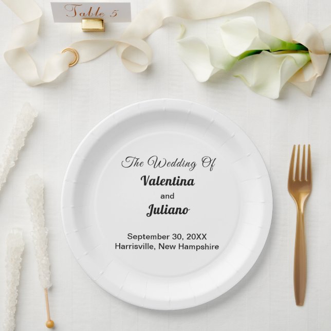 Assiettes en papier mariage Noir et Blanc (Mariage)
