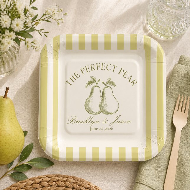 Assiettes en Papier Mariage Thème Poire Parfaite (Créateur téléchargé)