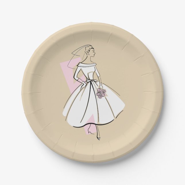 Assiettes en papier Mariée Mode Neutre (Devant)