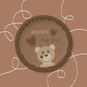 Assiettes en papier marron Fête de bébé Ours de la