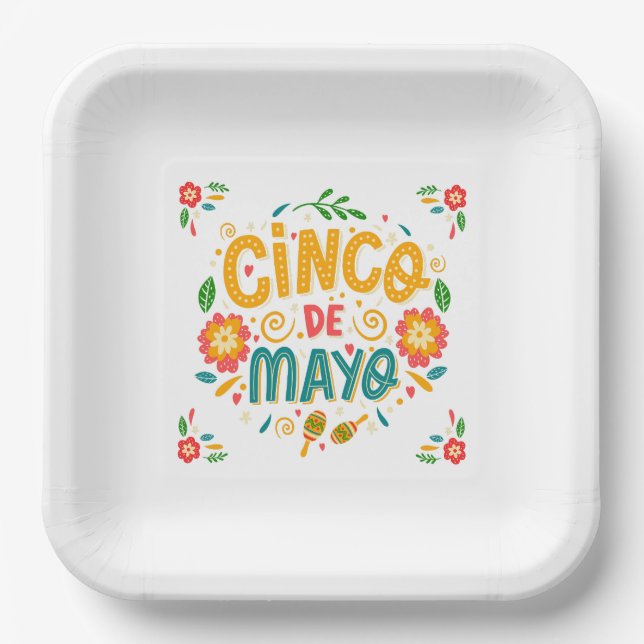 Assiettes en papier mexicaines Cinco de Mayo (Recto)