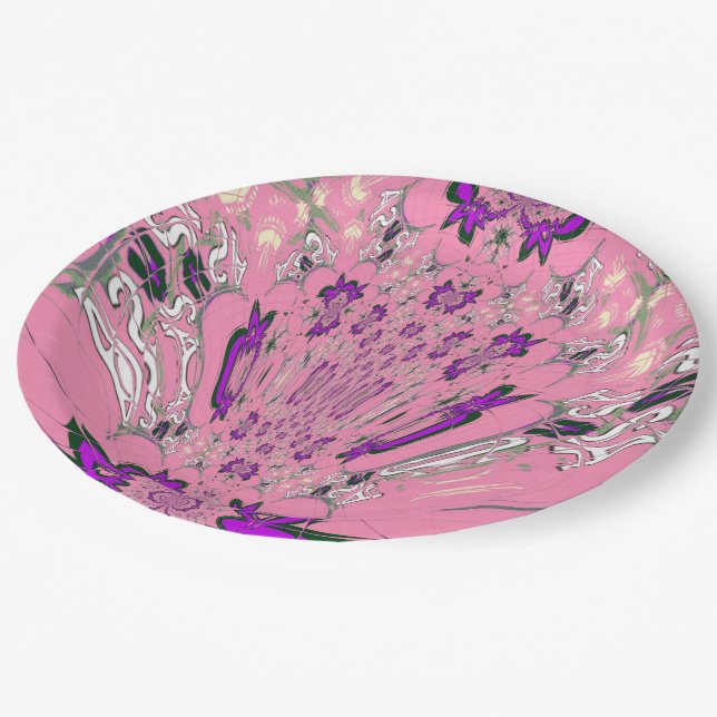Assiettes en Papier Monogramme Rose Violet Bébé Jo (Angle)