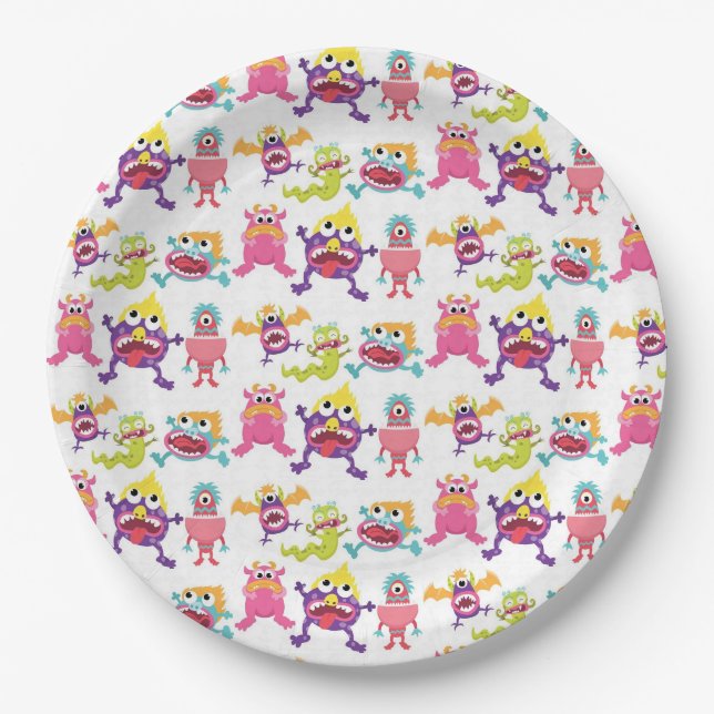 Assiettes en papier - Monstres effrayants (Devant)