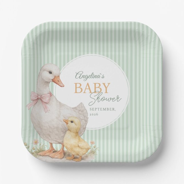 Assiettes en papier Mother Goose et Gosling. (Recto)