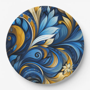 assiettes en papier motif d'art populaire ukrainie