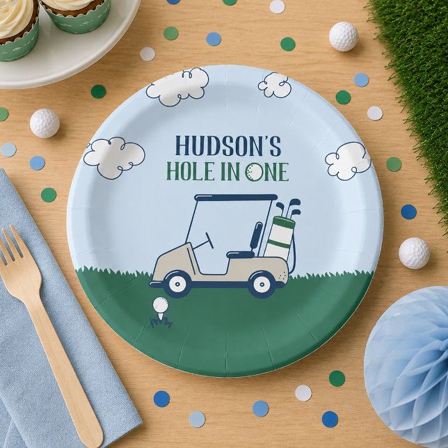 Assiettes en papier motif golf Hole in One (Golf Birthday Paper Plates Custom)