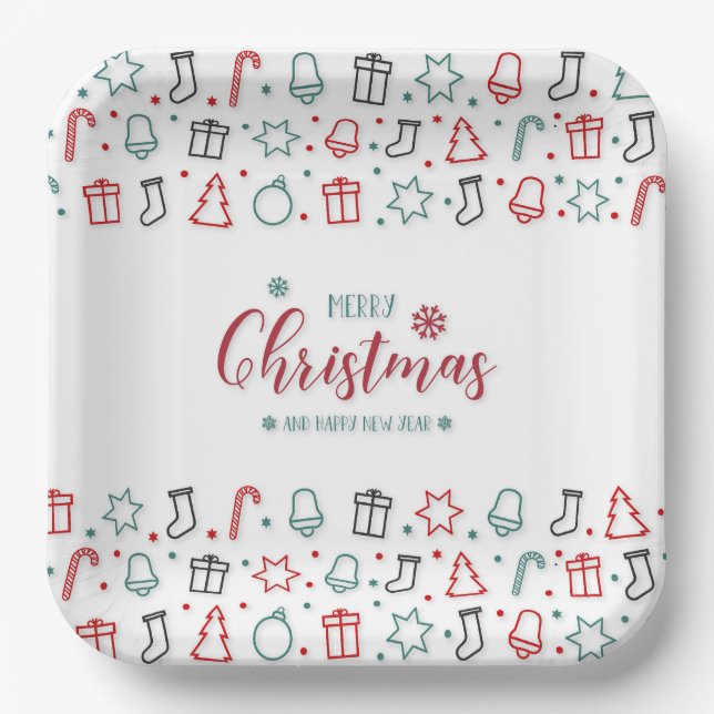 Assiettes en papier Noël Élégance festive (Recto)