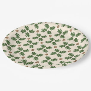 Assiettes en papier Noël Épinette rustique et pomm