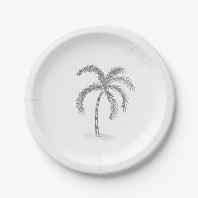 Assiettes en papier noir et blanc esquissées (Devant)