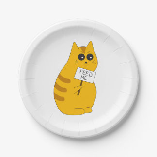 Assiettes en papier "Nourrissez-moi" pour chat; Va