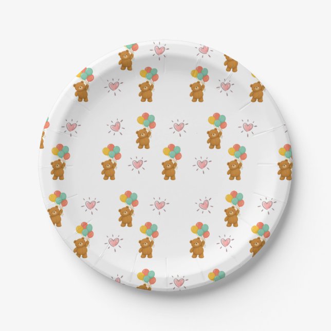 Assiettes en papier Ourson Mignon (Devant)