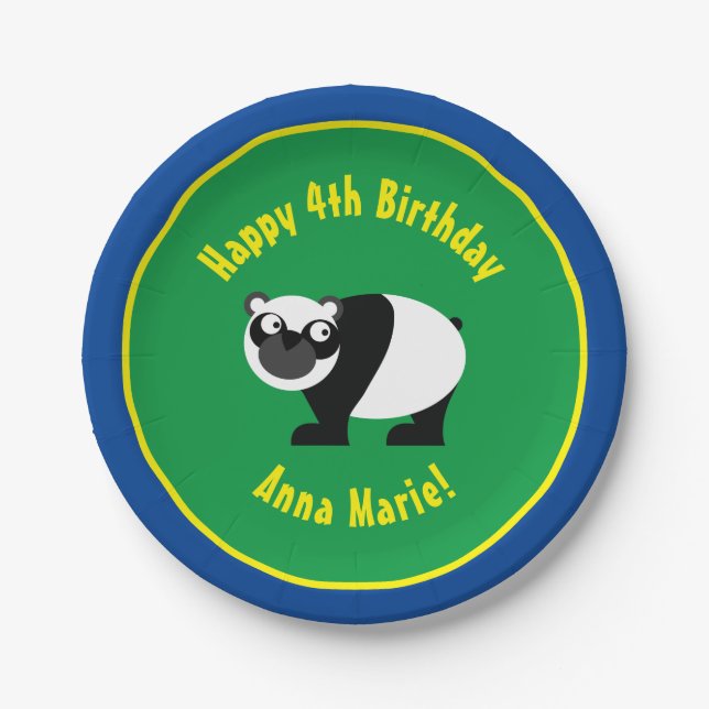 Assiettes en Papier Panda Fête d'Anniversaire Anim (Devant)