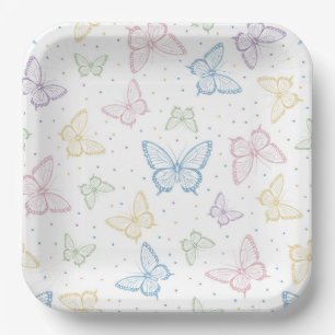Assiettes en Papier Papillon, Fournitures pour Fêt