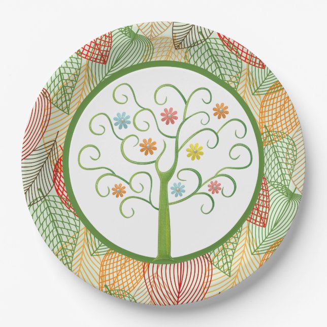 Assiettes en papier pastel d'automne (Devant)