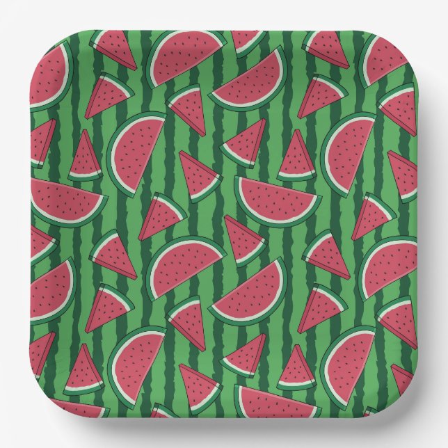 Assiettes en Papier Pastèque, Pique-nique d'été (Recto)