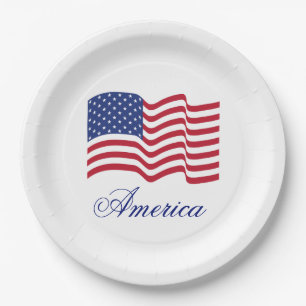 Assiettes en papier patriotiques drapeau américain