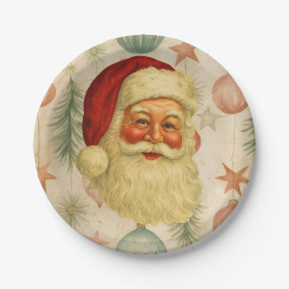 Assiettes en papier Père Noël vintage