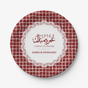 Assiettes en papier personnalisées Burgundy Grid U