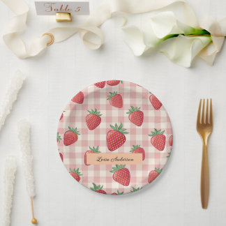 Assiettes en papier personnalisées fraise pour fêt
