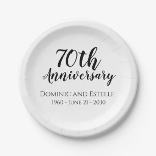 Assiettes en papier personnalisées pour les 70 ans