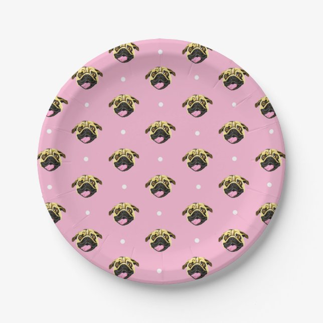 Assiettes en papier Pink Pug (Devant)