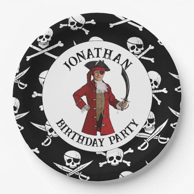 Assiettes en papier Pirate GARÇON (Devant)