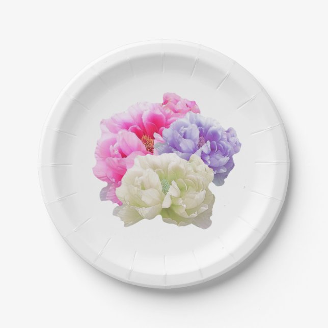 Assiettes en papier Pivoines (Devant)