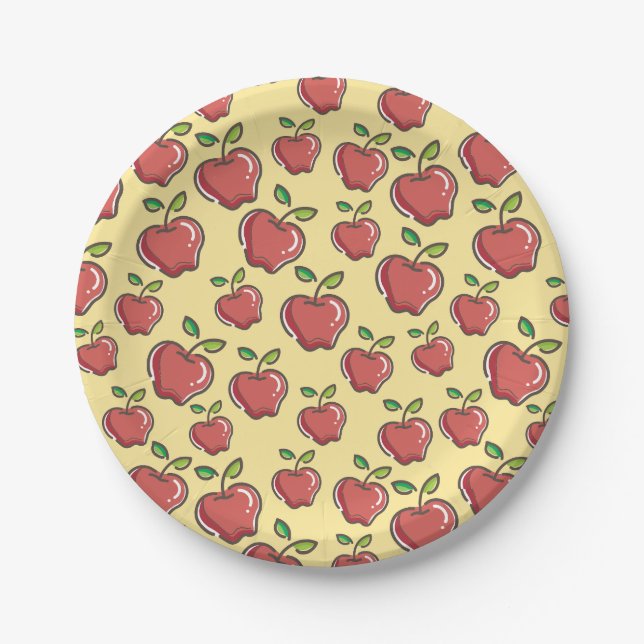 Assiettes en papier pomme rouge fraîche (Devant)