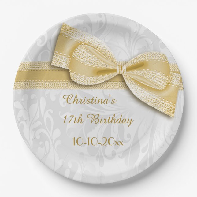Assiettes en papier pour 17e anniversaire avec dam (Devant)