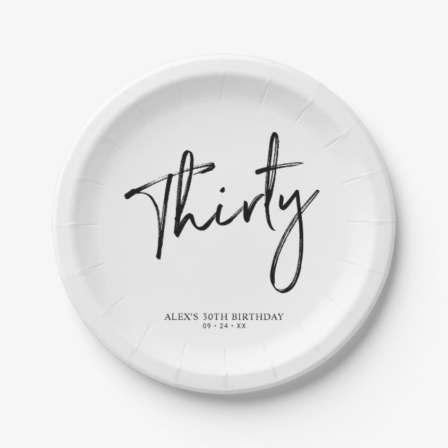 Assiettes en papier pour 30 ans Thirty Modern Lett (Devant)