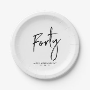 Assiettes en papier pour 40 ans Forty Modern Lette