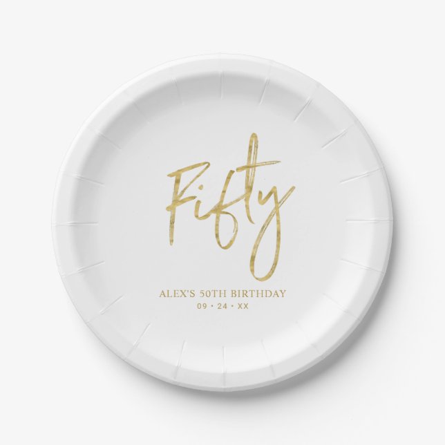 Assiettes en papier pour 50e anniversaire avec let (Devant)