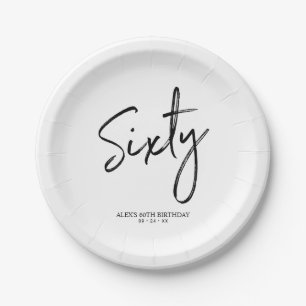 Assiettes en papier pour 60e anniversaire Sixty Mo