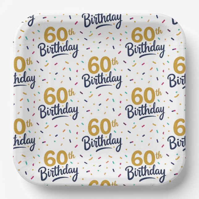Assiettes en papier pour 60e anniversaire, Soixant (Recto)