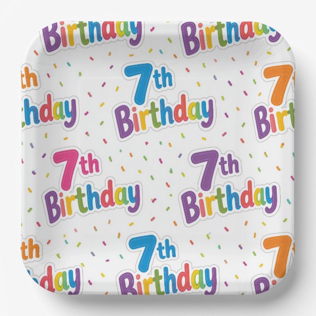 Assiettes en papier pour 7ème anniversaire, Septiè (Recto)