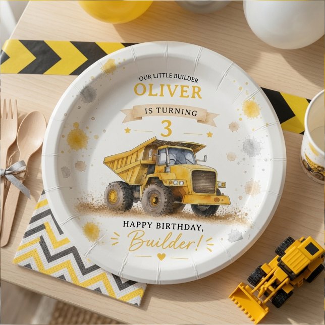 Assiettes en papier pour anniversaire avec camion  (Créateur téléchargé)