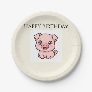 Assiettes en papier pour anniversaire de bébé coch