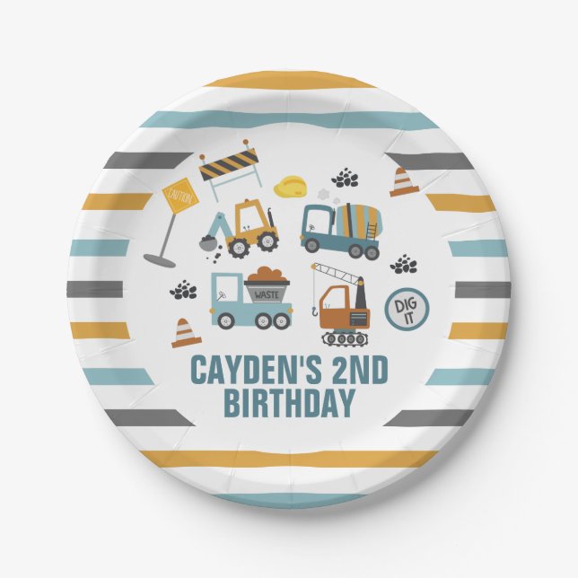 Assiettes en papier pour anniversaire de camion de (Devant)