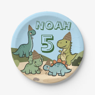 Assiettes en papier pour anniversaire de dinosaure