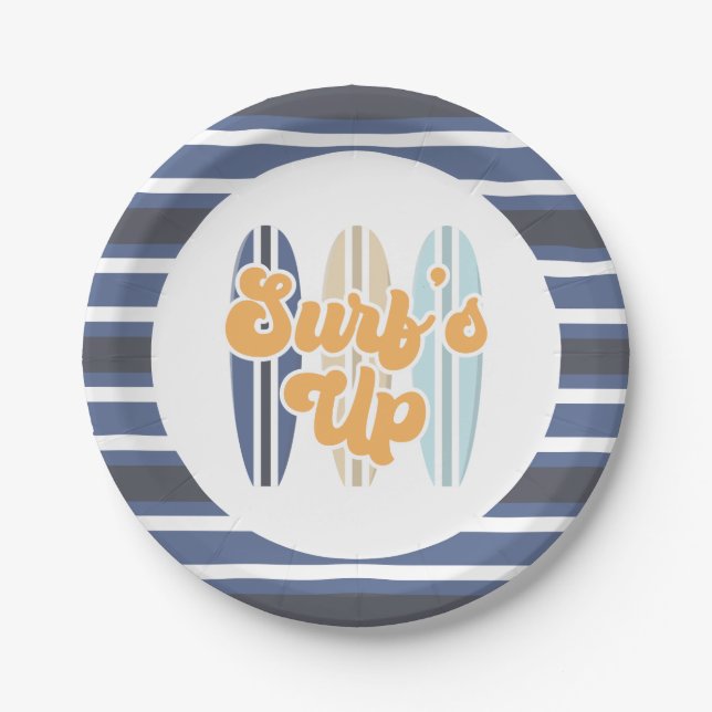 Assiettes en papier pour anniversaire de plage Pla (Devant)
