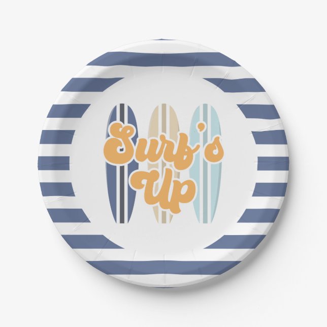 Assiettes en papier pour anniversaire de plage Pla (Devant)