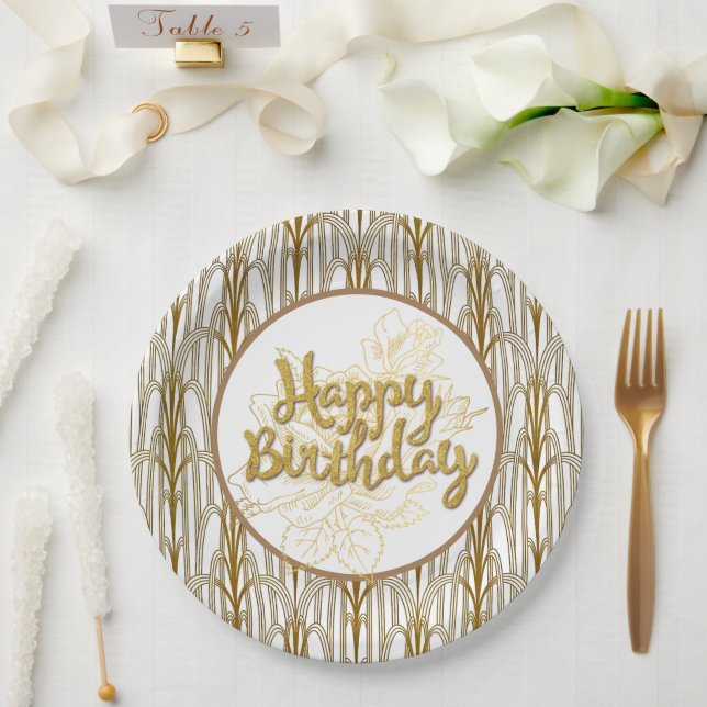 Assiettes en papier pour anniversaire dorées (Mariage)