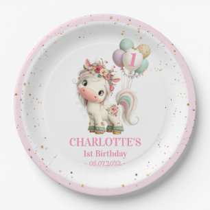 Assiettes en papier pour anniversaire Licorne Past